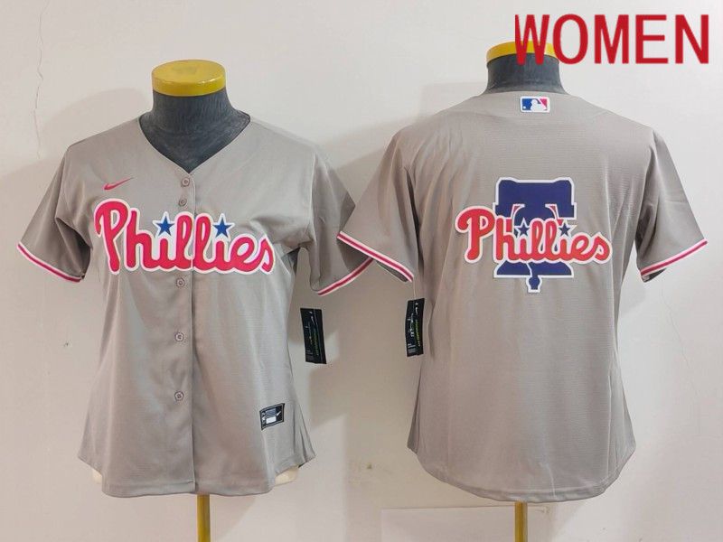 Women Philadelphia Phillies Blank Grey Game 2024 Nike MLB Jersey style 3